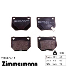 Задние тормозные колодки 238501601 Otto Zimmermann