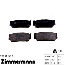 Задние тормозные колодки 239311551 Otto Zimmermann