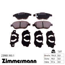 Передние тормозные колодки 239811901 Otto Zimmermann