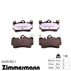 Задние тормозные колодки 240109651 Otto Zimmermann rd:z