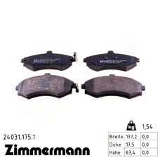 24031.175.1 Zimmermann Передние тормозные колодки на HYUNDAI MATRIX (FC) с двигателем 1.5 CRDi VGT
