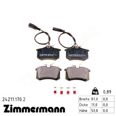 Задние тормозные колодки 242111702 Otto Zimmermann