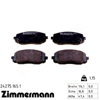 24275.165.1 Zimmermann Передние тормозные колодки на HYUNDAI i10 (PA) с двигателем 1.0