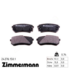 24276.150.1 Zimmermann Задние тормозные колодки на HYUNDAI i10 (PA) с двигателем 1.1