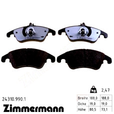 Передние тормозные колодки 243109901 Otto Zimmermann rd:z
