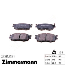 24317.175.1 Zimmermann Передние тормозные колодки на HYUNDAI ACCENT III СЕДАН (MC) с двигателем 1.6 GLS
