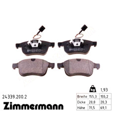 Передние тормозные колодки 243392002 Otto Zimmermann