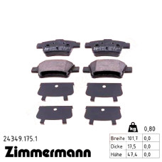 Задние тормозные колодки 243491751 Otto Zimmermann