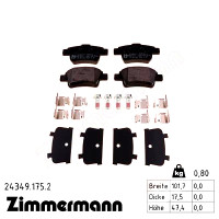 24349.175.2 Zimmermann Задние тормозные колодки на OPEL CORSA D (S07) с двигателем 1.7 CDTI (L08, L68)