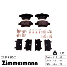 Задние тормозные колодки 243491752 Otto Zimmermann