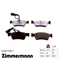 24367.990.1 Zimmermann rd:z Задние тормозные колодки на VW TOUAREG (7LA, 7L6, 7L7) с двигателем 2.5 R5 TDI