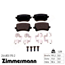 24483.170.2 Zimmermann Задние тормозные колодки на VW PASSAT (3G2, CB2) с двигателем 1.4 TSI