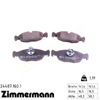 24487.160.1 Zimmermann Задние тормозные колодки на JAGUAR XJ (X308) с двигателем 4.0