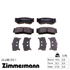 24488.155.1 Zimmermann Задние тормозные колодки на HYUNDAI SANTA FÉ II (CM) с двигателем 2.2 CRDi GLS