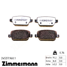 Задние тормозные колодки 245379601 Otto Zimmermann rd:z