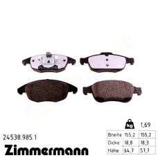 Передние тормозные колодки 245389851 Otto Zimmermann rd:z