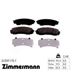 24597.175.1 Zimmermann Передние тормозные колодки на HYUNDAI H-1 Travel (TQ) с двигателем 2.5 CRDi