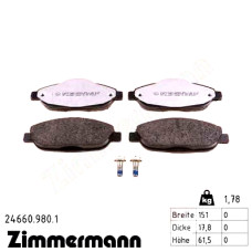 Передние тормозные колодки 246609801 Otto Zimmermann rd:z