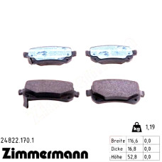 Задние тормозные колодки 248221701 Otto Zimmermann