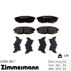Задні гальмівні колодки 248541601 Otto Zimmermann