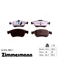 Передние тормозные колодки 249149801 Otto Zimmermann rd:z