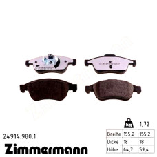 Передние тормозные колодки 249149801 Otto Zimmermann rd:z