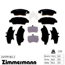 Передние тормозные колодки 249791652 Otto Zimmermann