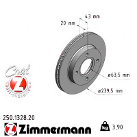 Передний тормозной диск 239,5x20 250132820 Otto Zimmermann CoatZ