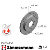 Спортивный задний тормозной диск с перфорацией 253x10,5 250134052 Otto Zimmermann Sport Z