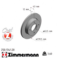 Передній гальмівний диск 239,5x12 250134120 Otto Zimmermann CoatZ