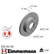 Передний тормозной диск 239,5x12 250134120 Otto Zimmermann CoatZ