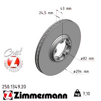 Передний тормозной диск 294x24,5 250134920 Otto Zimmermann CoatZ