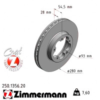 Передній гальмівний диск 280x28 250135620 Otto Zimmermann CoatZ