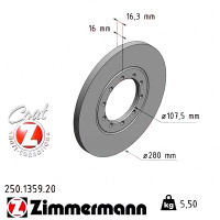 250.1359.20 Zimmermann Задний тормозной диск 280x16 на FORD TRANSIT Kasten (FA_ _) с двигателем 2.3 16V CNG RWD