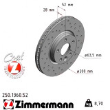 Спортивный передний тормозной диск с перфорацией 300x28 250136052 Otto Zimmermann Sport Z