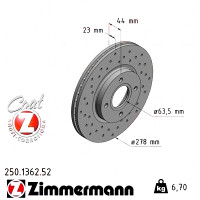 Спортивный передний тормозной диск с перфорацией 278x23 250136252 Otto Zimmermann Sport Z