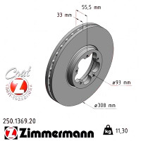 250.1369.20 Zimmermann Передний тормозной диск 308x33 на FORD TRANSIT CUSTOM V362 АВТОБУС (F3) с двигателем 2.2 TDCi