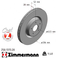250.1373.20 Zimmermann Передний тормозной диск 336x28 на FORD FOCUS II (DA_, HCP, DP) с двигателем 2.5 RS 500