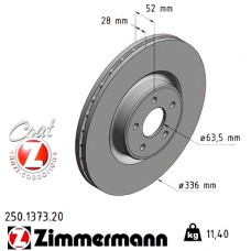 Передний тормозной диск 336x28 250137320 Otto Zimmermann CoatZ