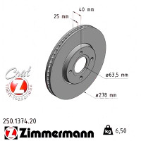 Передний тормозной диск 278x25 250137420 Otto Zimmermann CoatZ