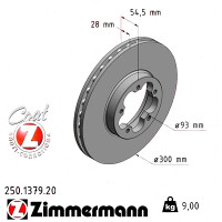 250.1379.20 Zimmermann Передний тормозной диск 300x28 на FORD TRANSIT Kasten (FA_ _) с двигателем 2.3 16V CNG RWD