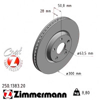 Передний тормозной диск 300x28 250138320 Otto Zimmermann CoatZ