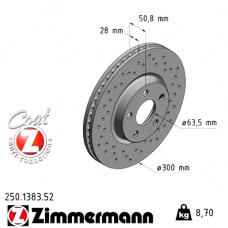 Спортивный передний тормозной диск с перфорацией 300x28 250138352 Otto Zimmermann Sport Z