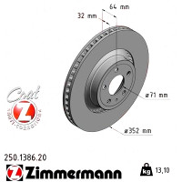 Передний тормозной диск 352x32 250138620 Otto Zimmermann CoatZ