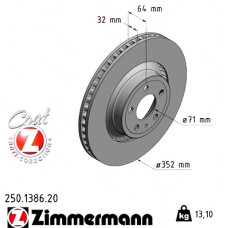 Передний тормозной диск 352x32 250138620 Otto Zimmermann CoatZ