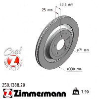250.1388.20 Zimmermann Задний тормозной диск 330x25 на FORD MUSTANG Convertible с двигателем 5.0 V8