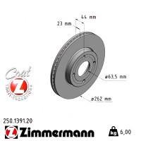 Передний тормозной диск 262x23 250139120 Otto Zimmermann CoatZ