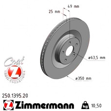 Передний тормозной диск 350x25 250139520 Otto Zimmermann CoatZ