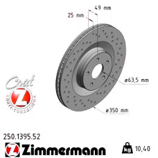 Спортивный передний тормозной диск с перфорацией 350x25 250139552 Otto Zimmermann Sport Z
