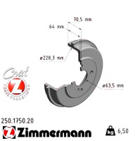 Задній гальмівний барабан 250175020 Otto Zimmermann CoatZ
